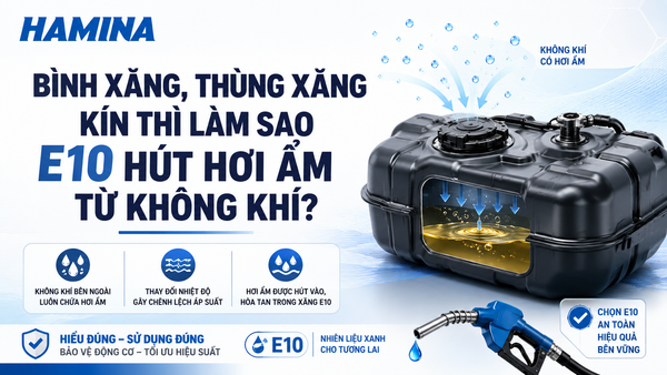 BÌNH XĂNG, THÙNG XĂNG KÍN THÌ LÀM SAO E10 HÚT HƠI ẨM TỪ KHÔNG KHÍ?