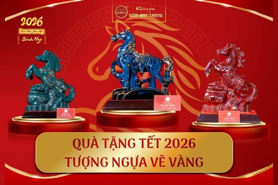 Quà tặng Tết 2026 Tượng Ngựa Vẽ Vàng Cho Năm Bính Ngọ