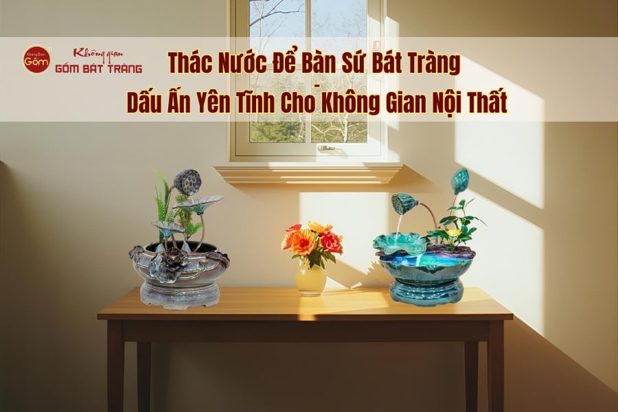 Thác Nước Để Bàn Sứ Bát Tràng - Dấu Ấn Yên Tĩnh Cho Không Gian Nội Thất