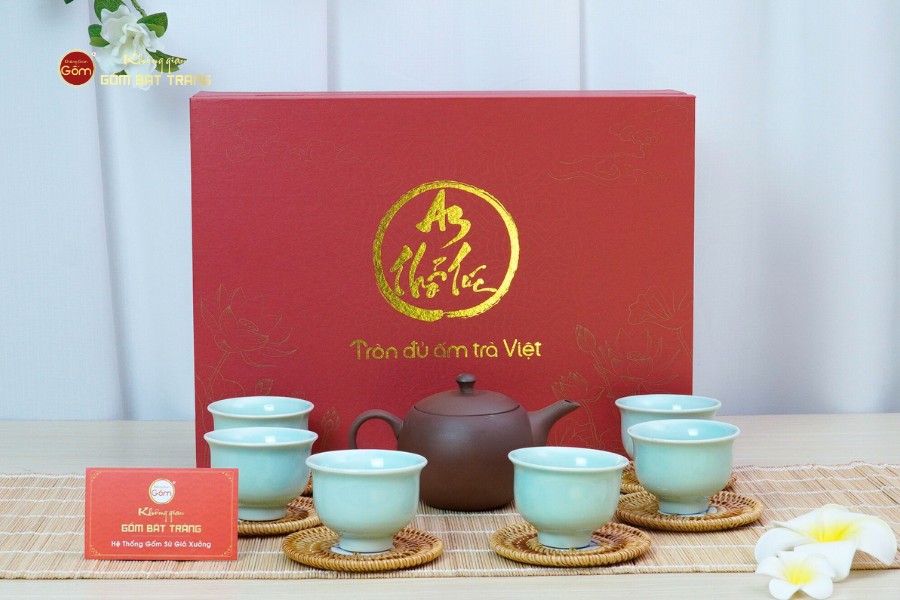 Bộ Ấm Chén An Thổ Túc Trăng To Dáng Mới (Chén Men Tro)