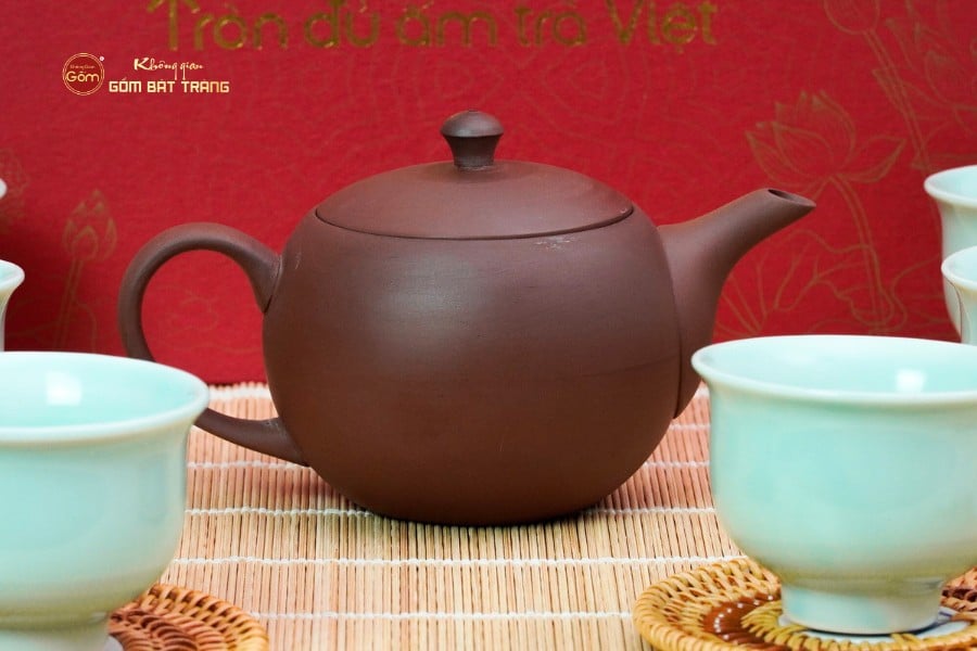 Bộ Ấm Chén An Thổ Túc Trăng To Dáng Mới (Chén Men Tro)