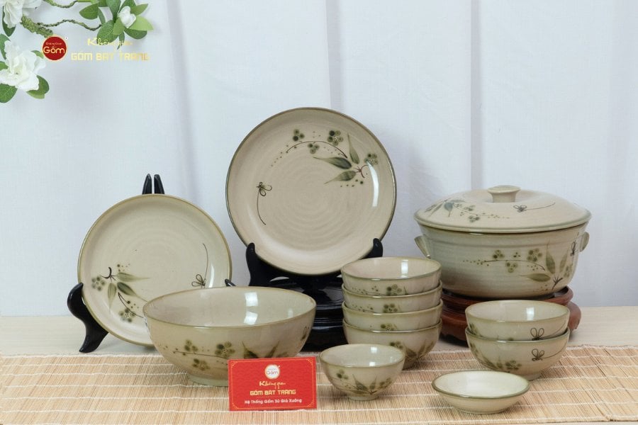 Bộ Bàn Ăn 6 Người (12 món) Men Kem Đào Chuồn