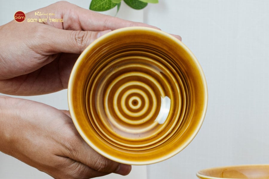 Bộ Bát Cơm Men Nâu Vân Hoa Cúc