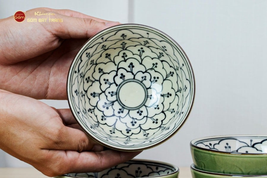 Bộ Bát Cơm Men Xanh Ngọc Vẽ Bèo