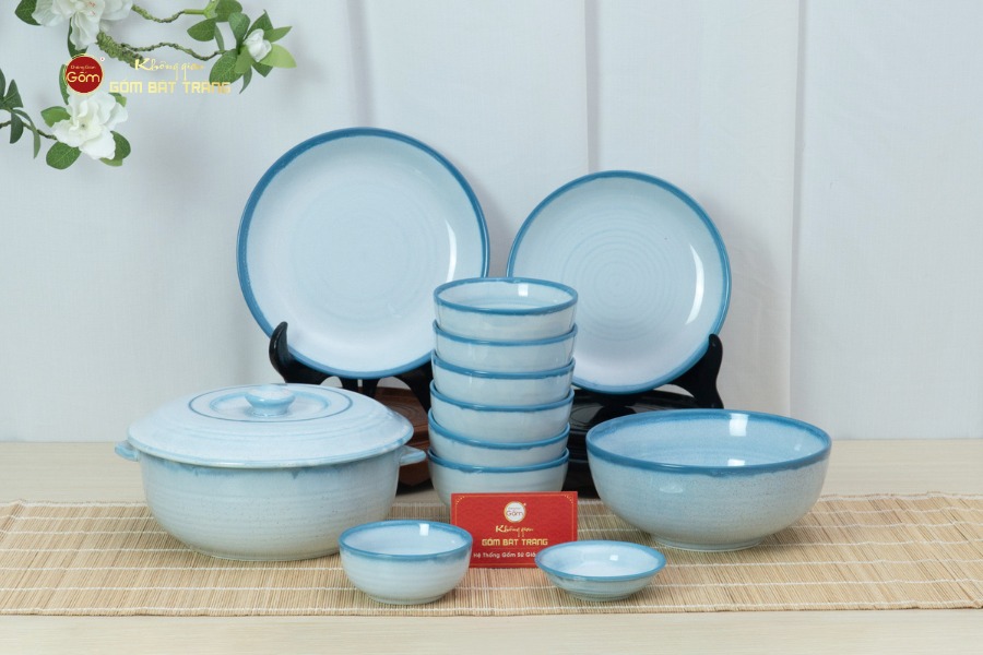 Bộ Bàn Ăn 6 Người (12 món) Men Biển Xanh Cát Trắng