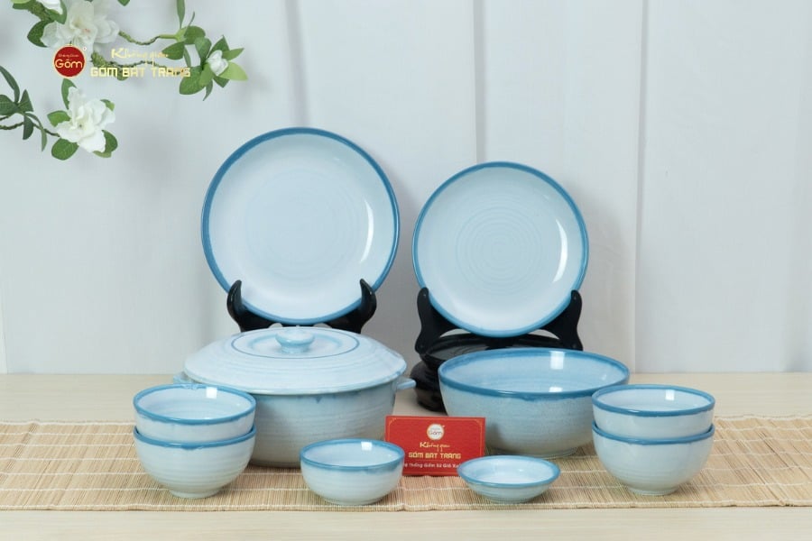 Bộ Bàn Ăn 4 Người (10 Món) Men Biển Xanh Cát Trắng