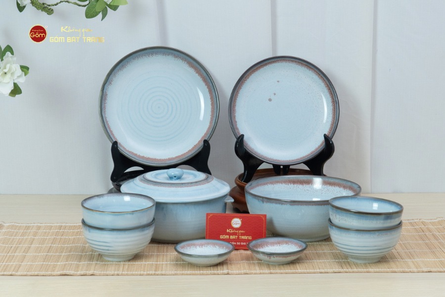 Bộ Bàn Ăn 4 Người (10 món) Men Biển Xanh Kim Sa