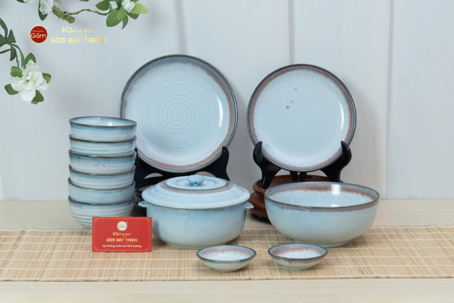 Bộ Bàn Ăn 6 Người (12 món) Men Biển Xanh Kim Sa