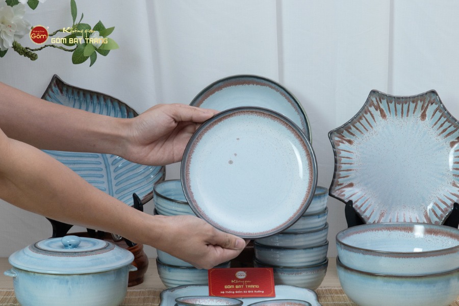 Bộ Bàn Ăn 6 Người (12 món) Men Biển Xanh Kim Sa