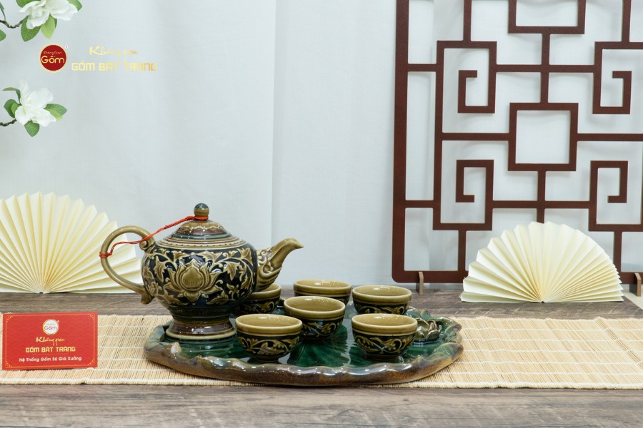 Khay Trà Sen Xanh Ngọc Lục Bảo