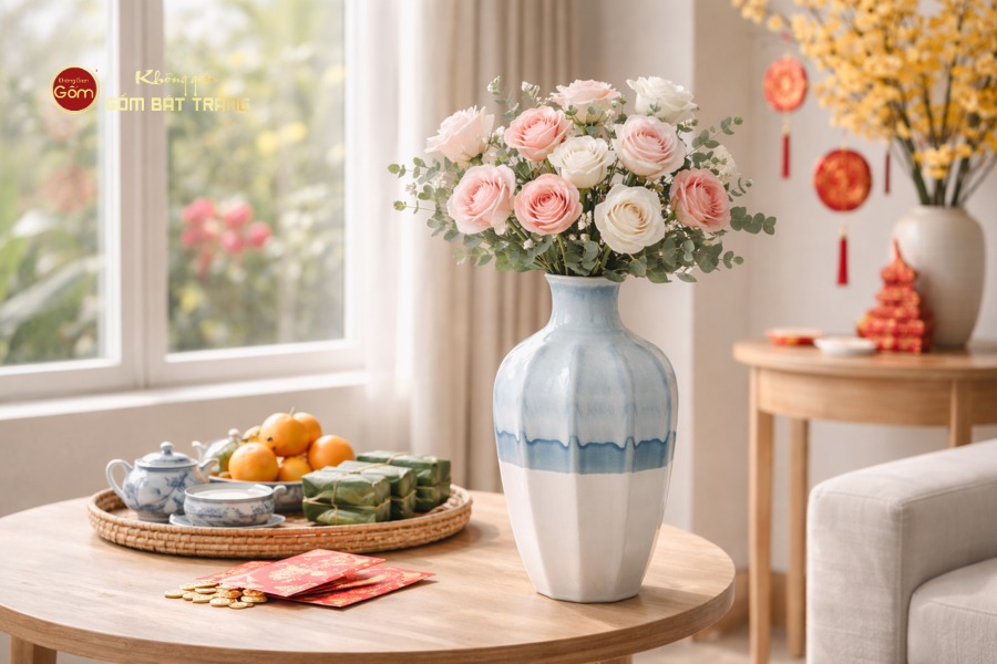 LỌ HOA DÁNG CHAI MEN HOẢ BIẾN