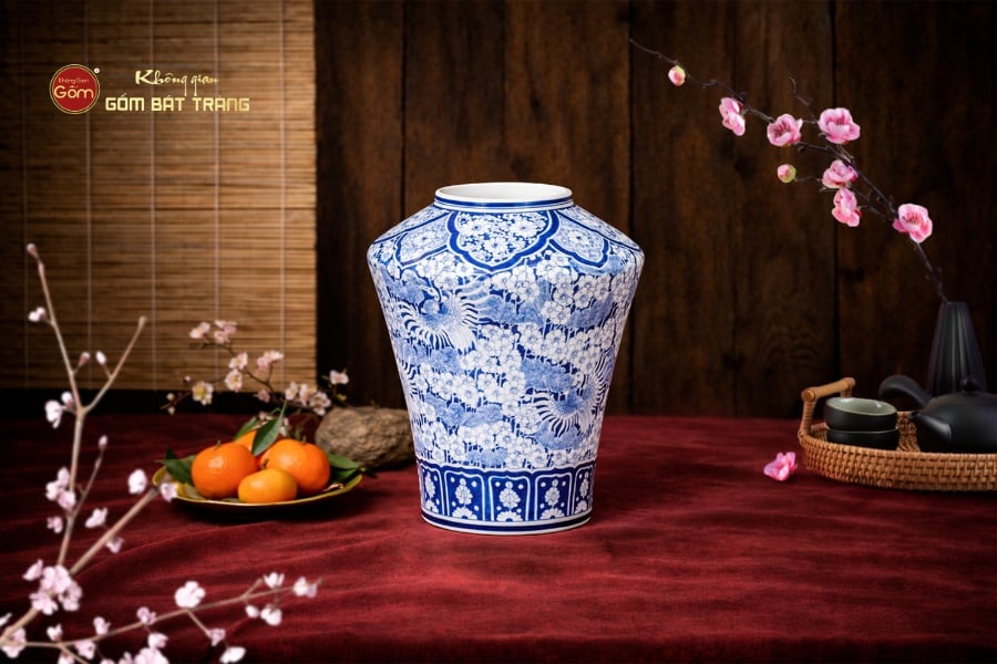 Lọ Hoa Dáng Thạp Song Phụng Ngàn Hoa