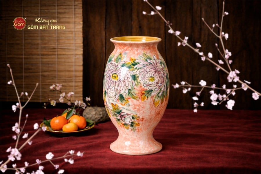 LỌ HOA MIỆNG LOE DÁNG BẦU VẼ HOA