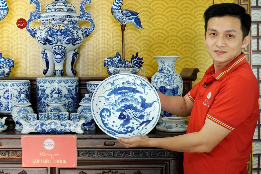 [Set Cao Cấp] Bộ Đồ Thờ Gia Tiên Men Lam (17 món)