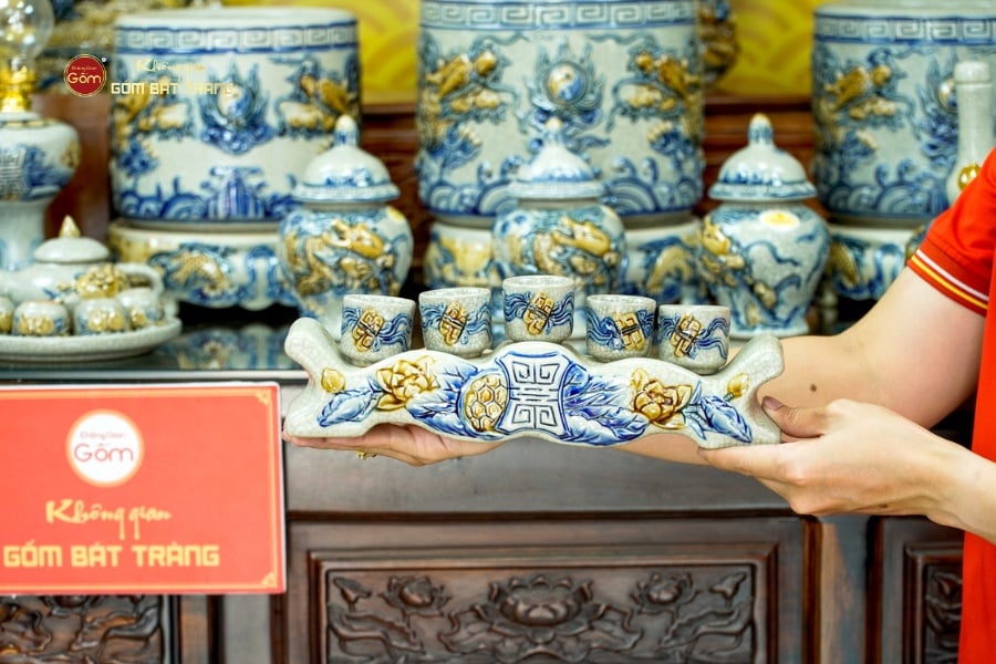 [Set Cao Cấp] Bộ Đồ Thờ Gia Tiên Men Rạn (17 món)