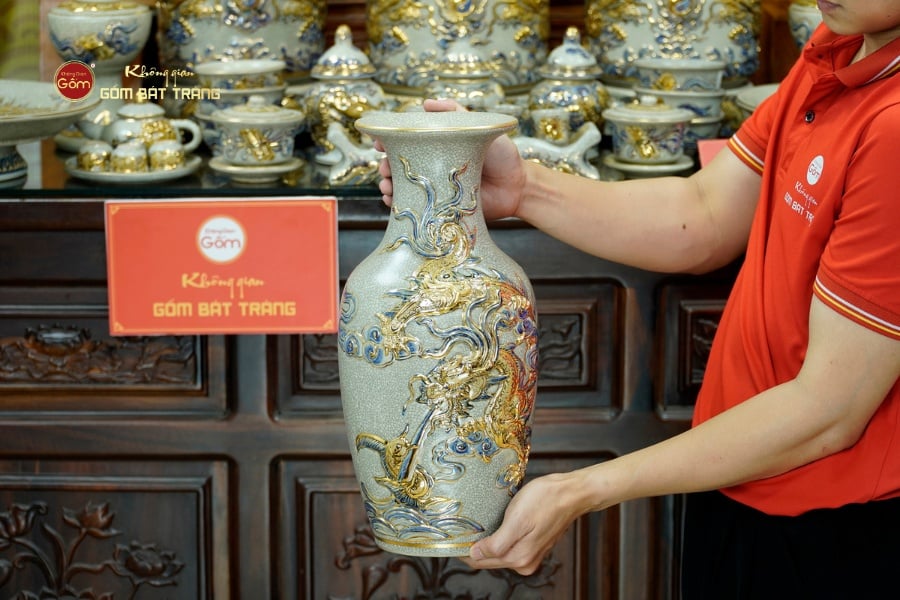 [Set Hào Gia] Bộ Đồ Thờ Gia Tiên Men Rạn Vẽ Vàng (30 món)