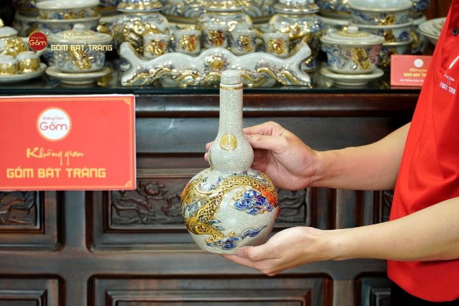 [Set Cao Cấp] Bộ Đồ Thờ Gia Tiên Men Rạn Vẽ Vàng (17 món)