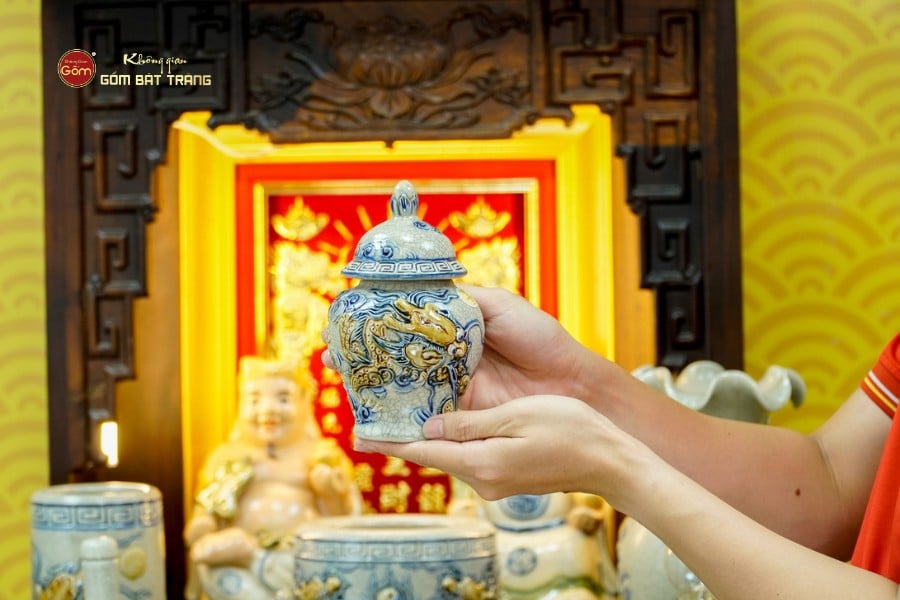 [Set Cao Cấp] Bộ Đồ Thờ Thần Tài Thổ Địa Men Rạn (11 món)