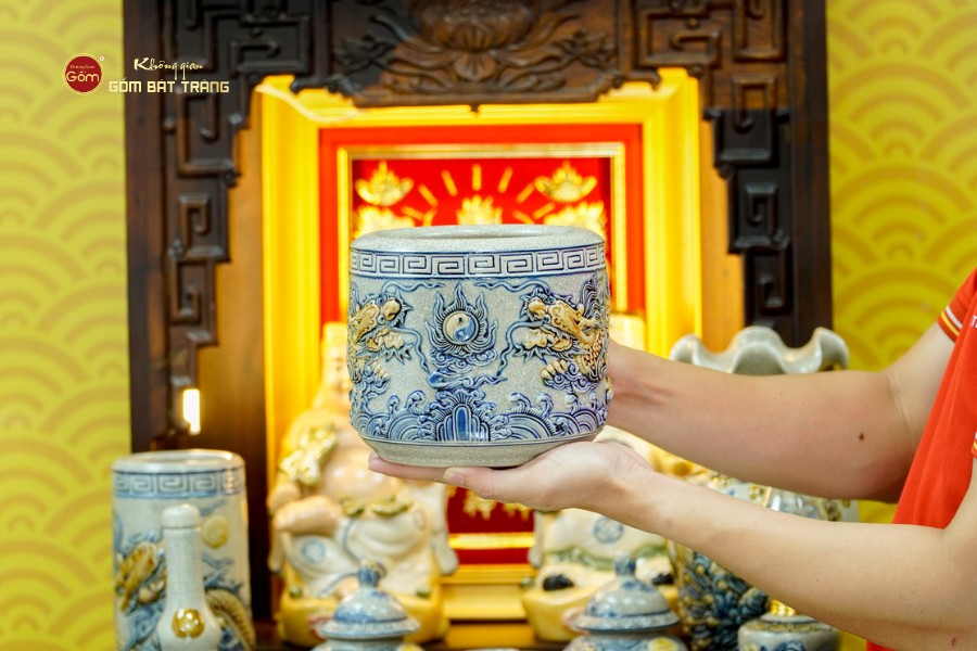 [Set Cao Cấp] Bộ Đồ Thờ Thần Tài Thổ Địa Men Rạn (11 món)