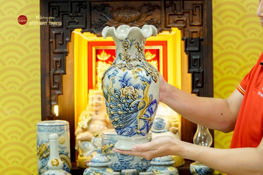 [Set Cao Cấp] Bộ Đồ Thờ Thần Tài Thổ Địa Men Rạn (11 món)