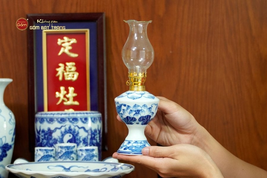 [Set Cơ Bản] Bộ Đồ Thờ Ông Táo Men Lam (6 món)