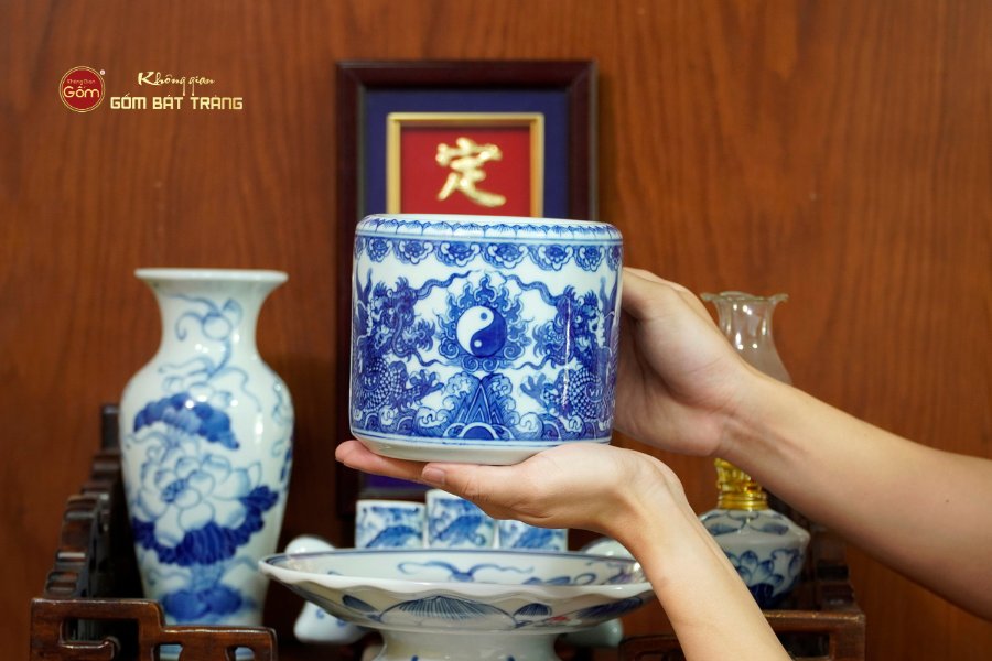 [Set Cơ Bản] Bộ Đồ Thờ Ông Táo Men Lam (6 món)