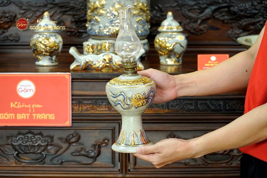 [Set Cơ Bản] Bộ Đồ Thờ Phật Men Rạn Vẽ Vàng (11 món)