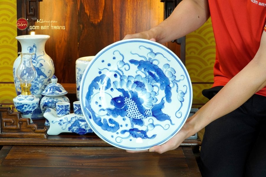 [Set Cơ Bản] Bộ Đồ Thờ Thần Tài Thổ Địa Men Lam (9 món)