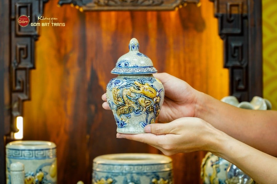 [Set Cơ Bản] Bộ Đồ Thờ Thần Tài Thổ Địa Men Rạn (9 món)