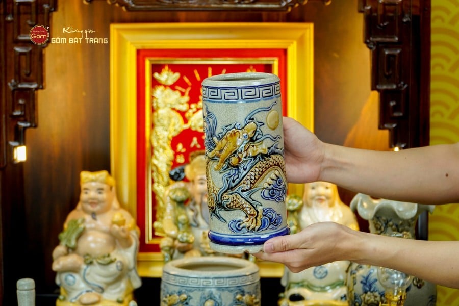 [Set Hào Gia] Bộ Đồ Thờ Thần Tài Thổ Địa Men Rạn (14 món)