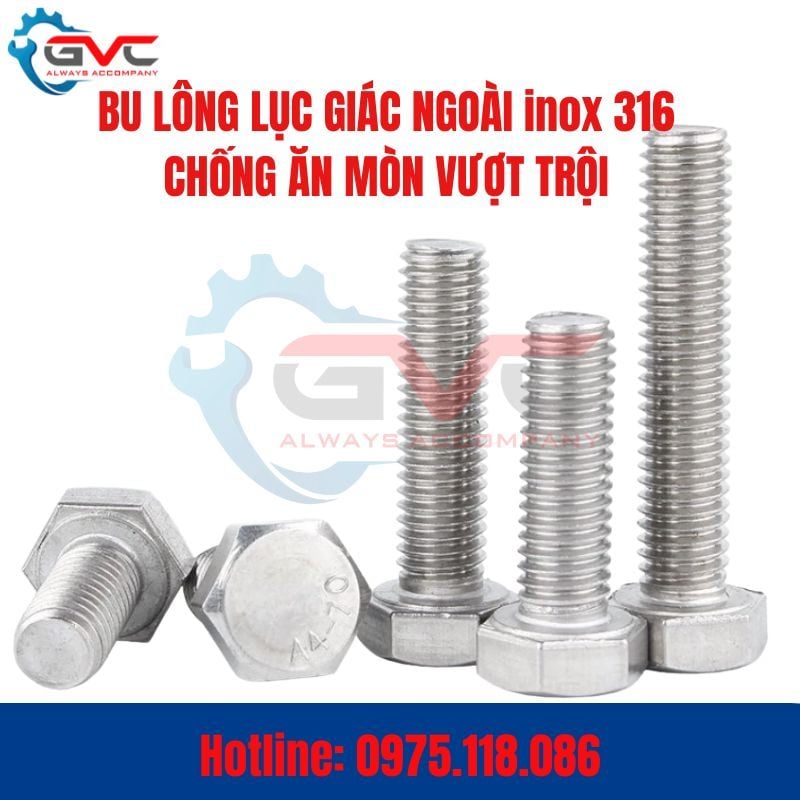 Bu Lông Inox 316 – Khi Nào Bắt Buộc Phải Dùng? So Sánh Chi Tiết Với Inox 304