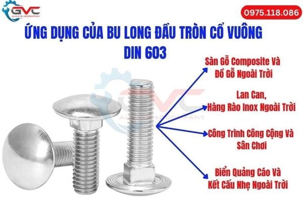 Bu lông đầu tròn cổ vuông din 603