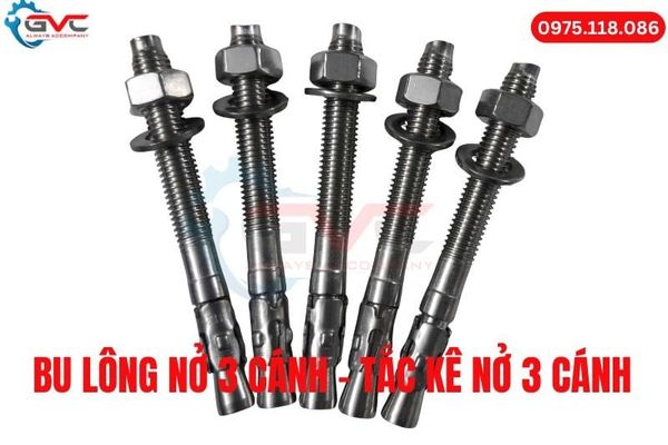 tắc kê, nở 3 cánh mạ kẽm, inox 201, 304 sẵn kho giá tốt