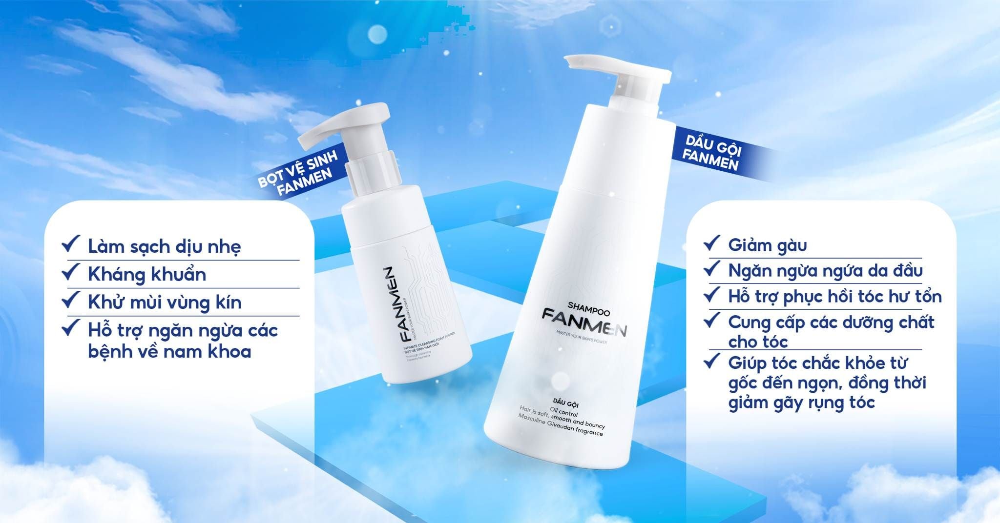 Combo bọt vệ sinh và dầu gội Fanmen