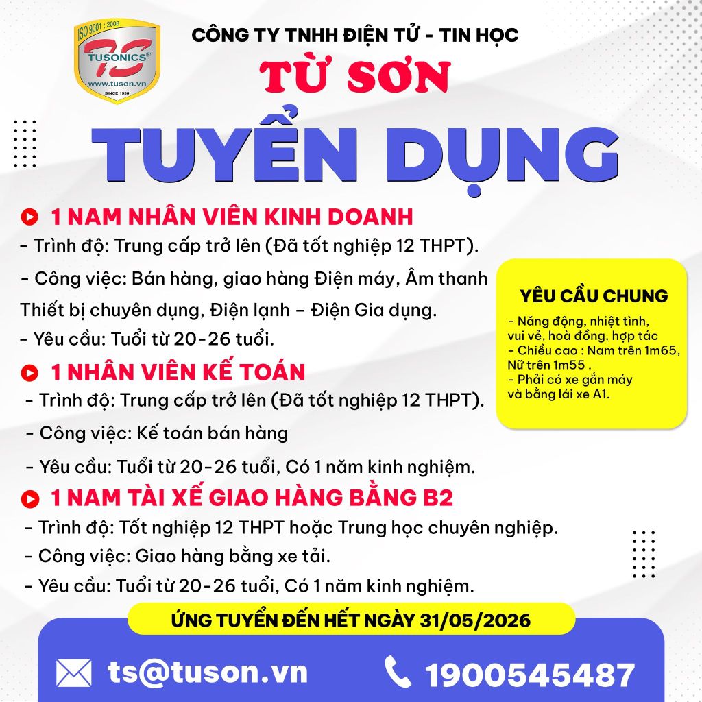 Điện Máy Từ Sơn tuyển dụng tháng 4/2026