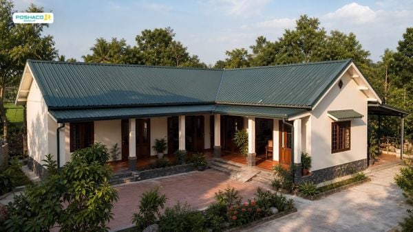 Mẫu Nhà Cấp 4 Chữ L Mái Tôn Đẹp, Thoáng Và Tiết Kiệm Chi Phí