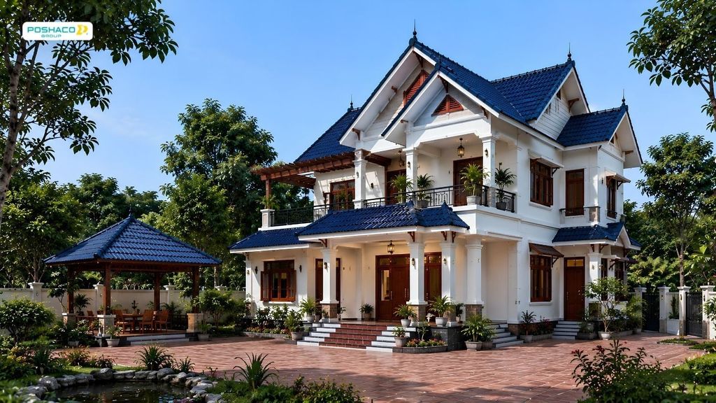 Mẫu nhà 2 tầng mái thái ở nông thôn