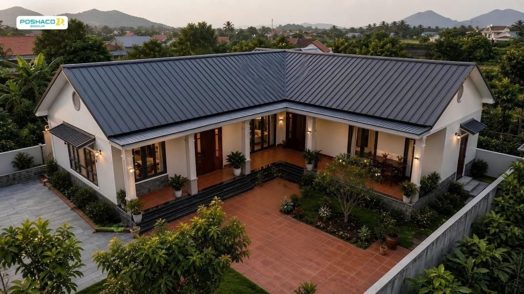 Nhà cấp 4 chữ L mái tôn