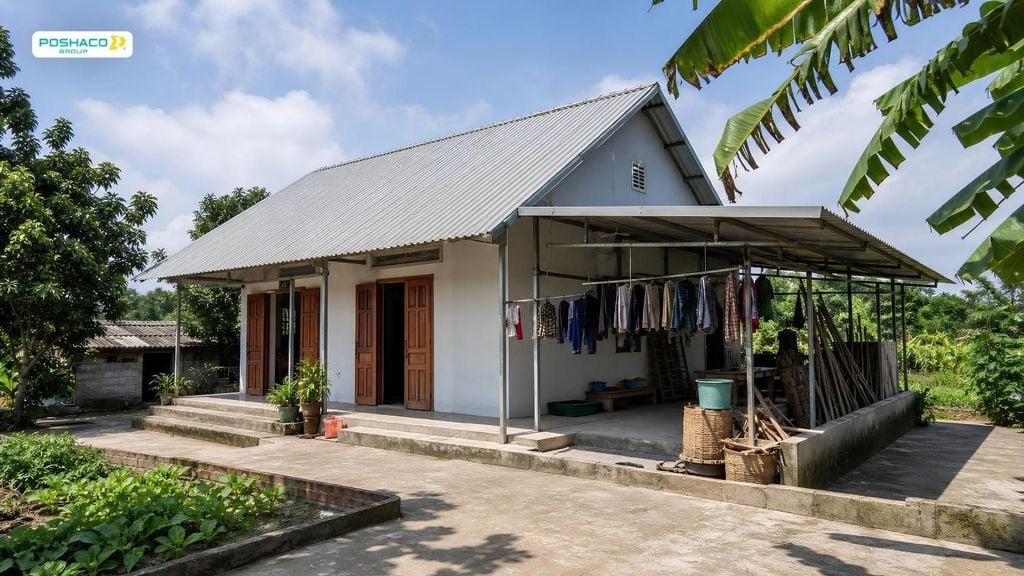 Nhà cấp 4 mái tôn nông thôn