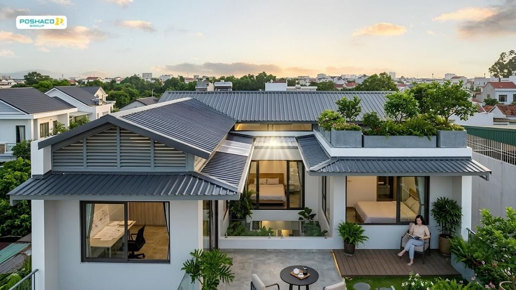 Nhà cấp 4 chữ L mái tôn 2 phòng ngủ