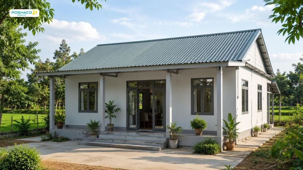 Nhà cấp 4 mái tôn đơn giản tiết kiệm