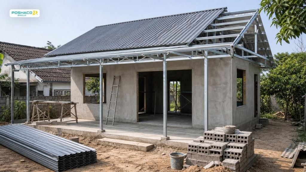 Nhà cấp 4 mái tôn đơn giản