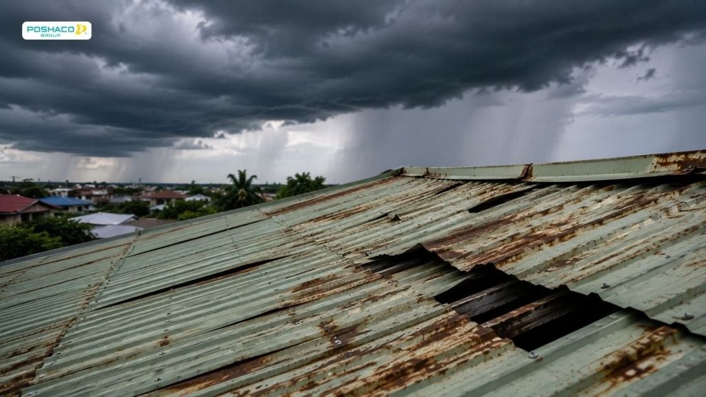 Dấu hiệu mái tôn đang yếu trước mùa bão