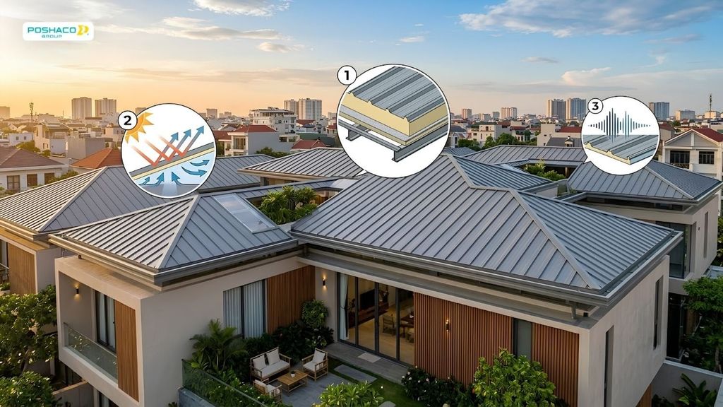 mái tôn công trình cao cấp Kết hợp chống nóng và cách âm