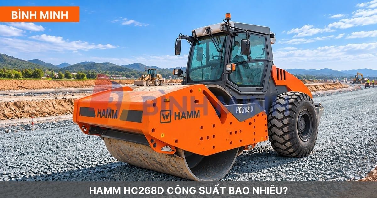 xe lu rung HAMM HC268D hoạt động trên công trường