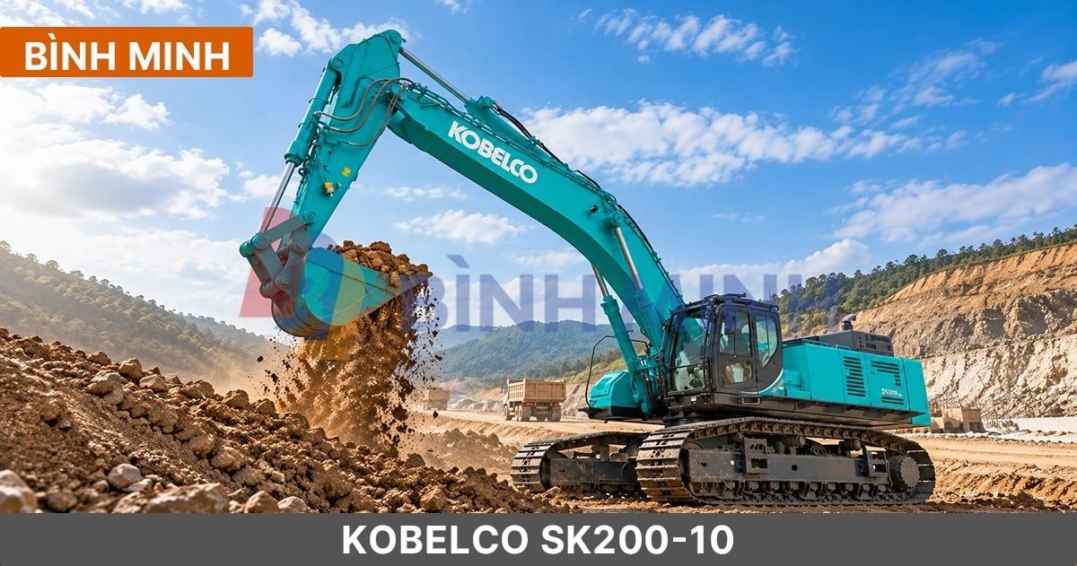 Máy đào bánh xích SK200-10 làm việc tại công trường