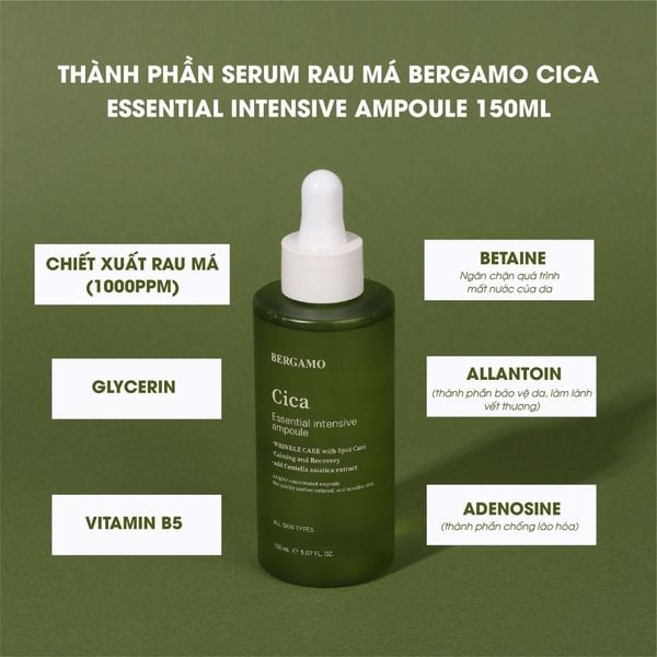 serum rau má Bergamo hỗ trợ làm dịu da đang bị kích ứng