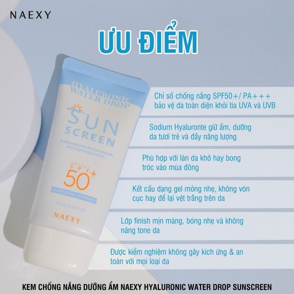 KEM CHỐNG NẮNG DƯỠNG ẨM NAEXY HYALURONIC WATER DROP SUNSCREEN