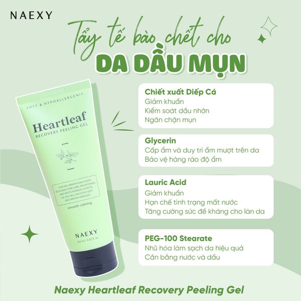 TẨY DA CHẾT DIẾP CÁ NAEXY HEARTLEAF RECOVERY PEELING GEL