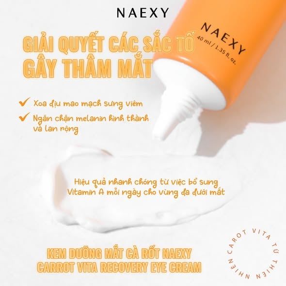 KEM DƯỠNG MẮT CÀ RỐT NAEXY CARROT VITA RECOVERY EYE CREAM 3